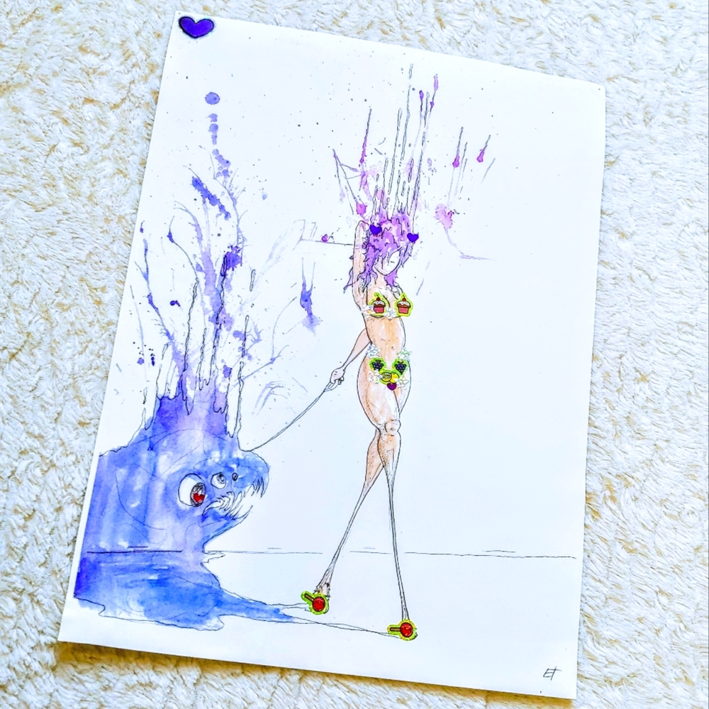 Woman W/Pet Artwork / Poster